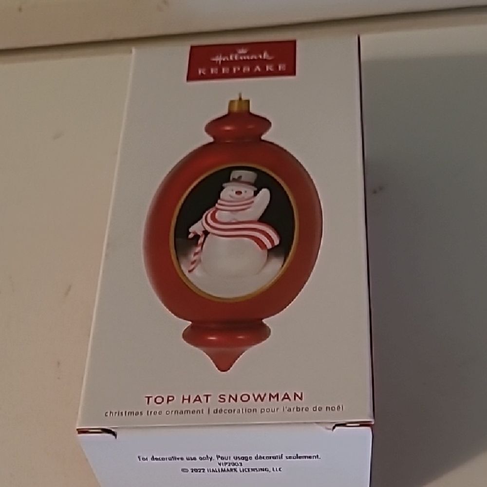 Hallmark Red Top Hat Snowman Ornament